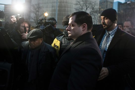 THE CANADIAN PRESS/Chris Young Const. James Forcillo leaves court in Toronto on Monday, Jan. 25, 2016. Forcillo has been found guilty of attempted murder in the 2013 shooting death of troubled teen Sammy Yatim on an empty streetcar.